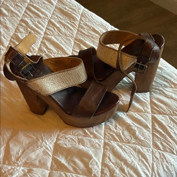 Bed Stu Brown and Cream Platform Sandals - Picture 5 of 5